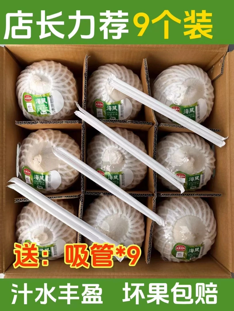 【新鲜椰青】一箱装9个（未开孔）+吸管