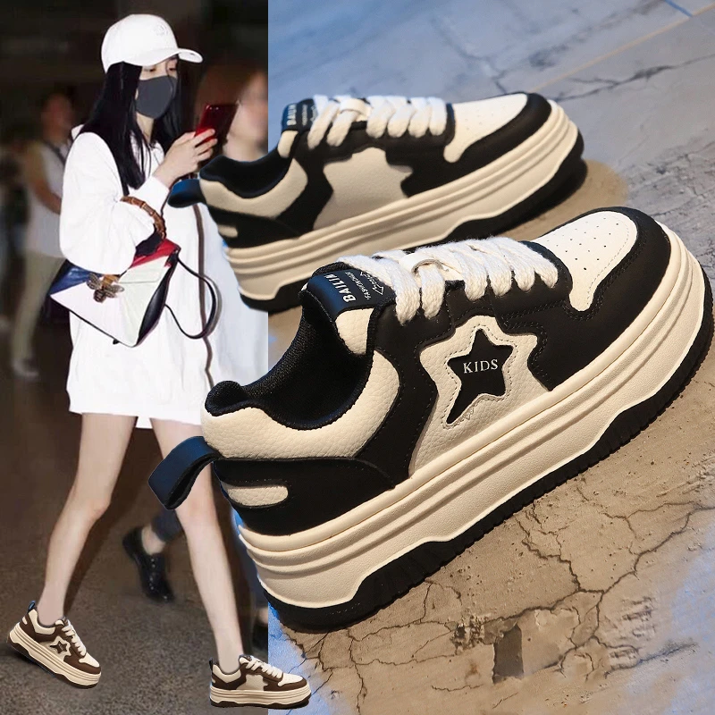2024春季韩版百搭女鞋休闲板鞋小白鞋网红时尚学生运动鞋厚底春秋