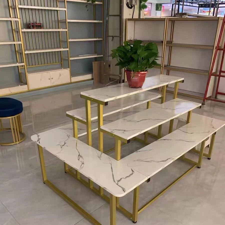 鞋店中岛服装店中间鞋包展示台商场展厅摆台花店化妆品陈列架梯形