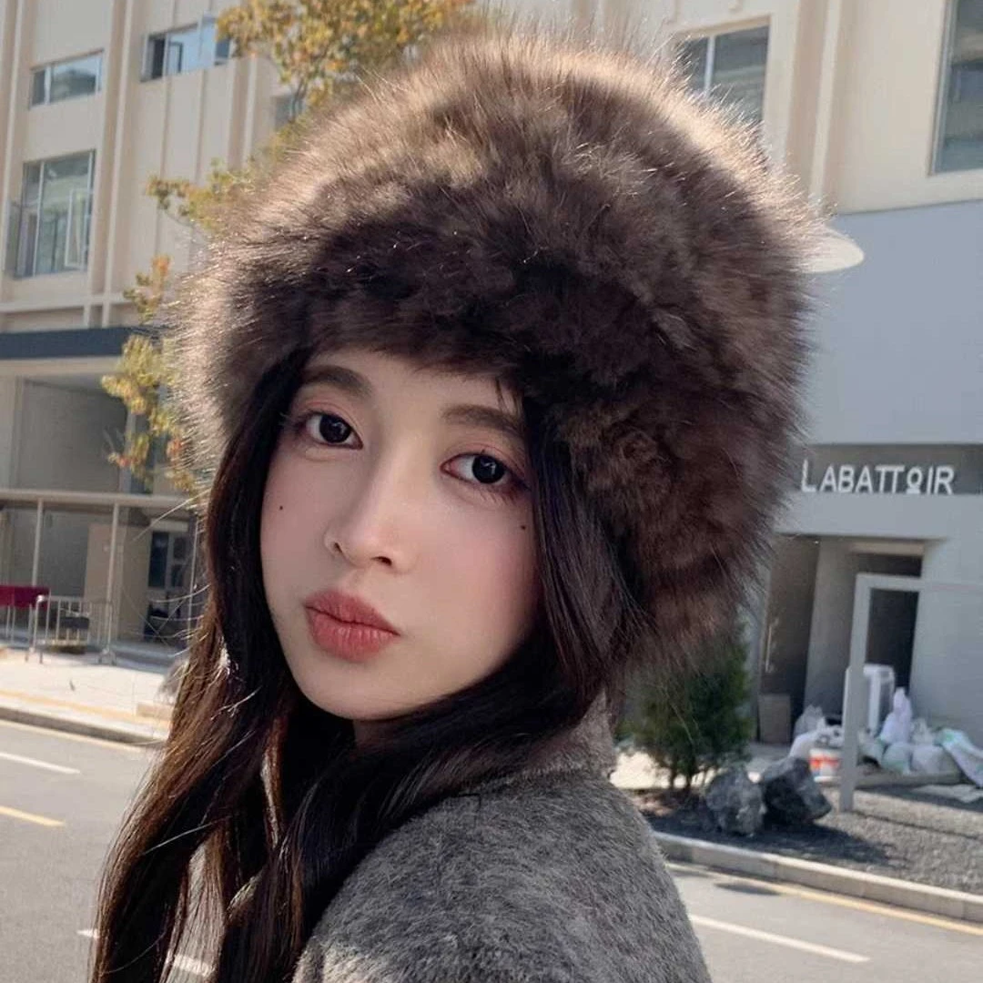 水貂毛编织帽子全密编织双面毛加厚秋冬保暖必备