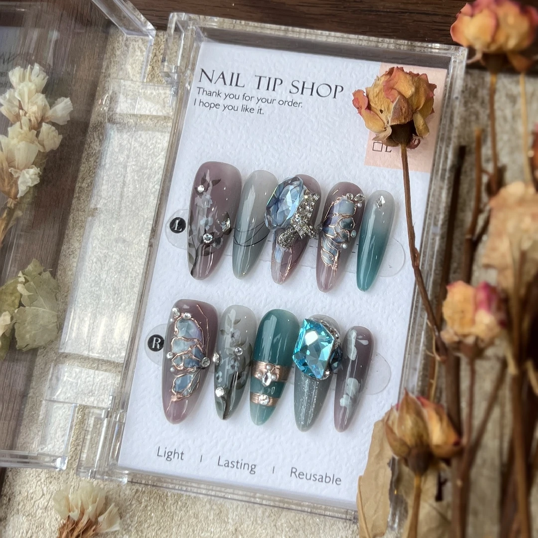 郭小双穿戴甲【羽翼幽蝶 】全华版手工穿戴甲10片盒装-H30102