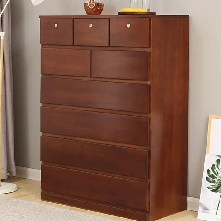北欧带锁斗柜实木卧室收纳储物柜简约现代客厅整装五斗橱经济型
