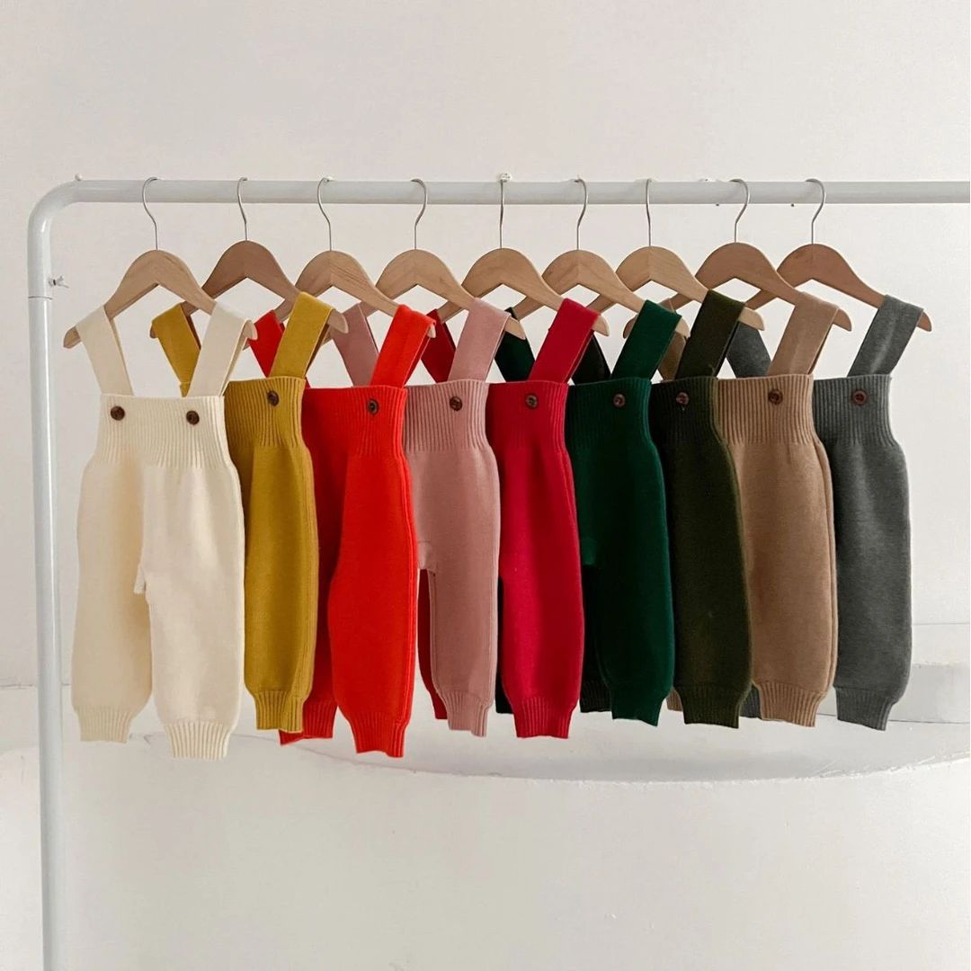 ins风婴儿秋装针织背带裤韩版婴幼儿连衣男女宝宝洋气针织裤