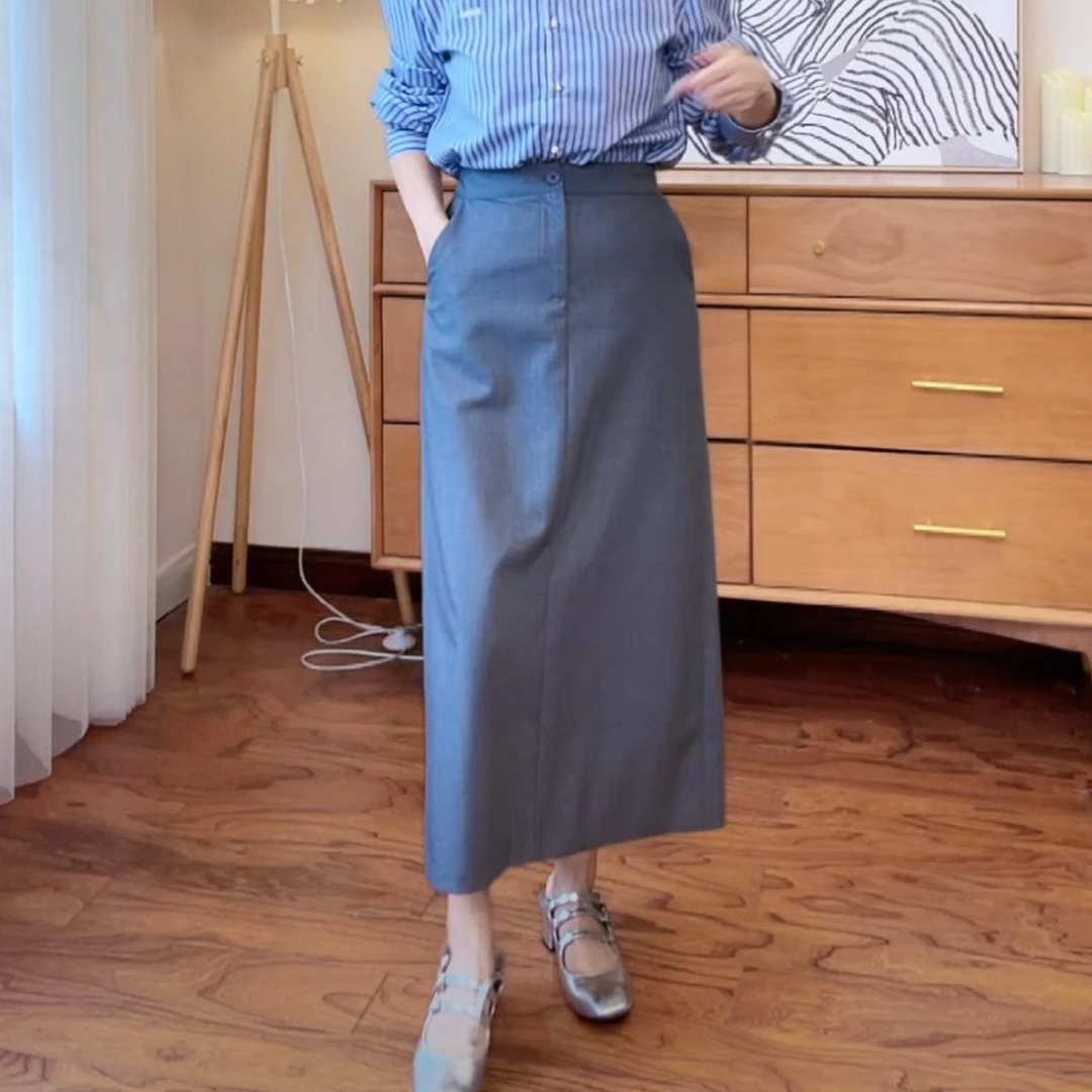 68《一云服饰》24秋季新品西装半身裙女高腰裙气质百搭A字中长裙