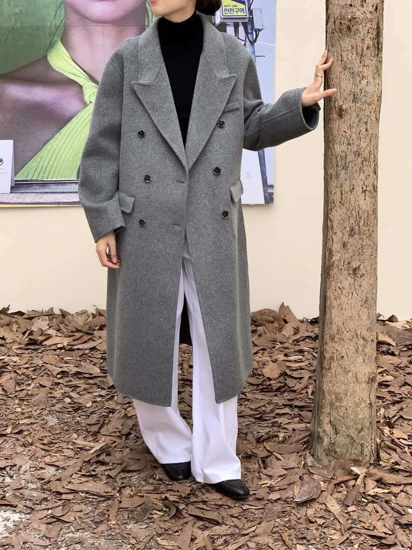 832《一云服饰》秋冬上新尤加利大衣韩国气质双排扣羊毛呢羊毛大衣