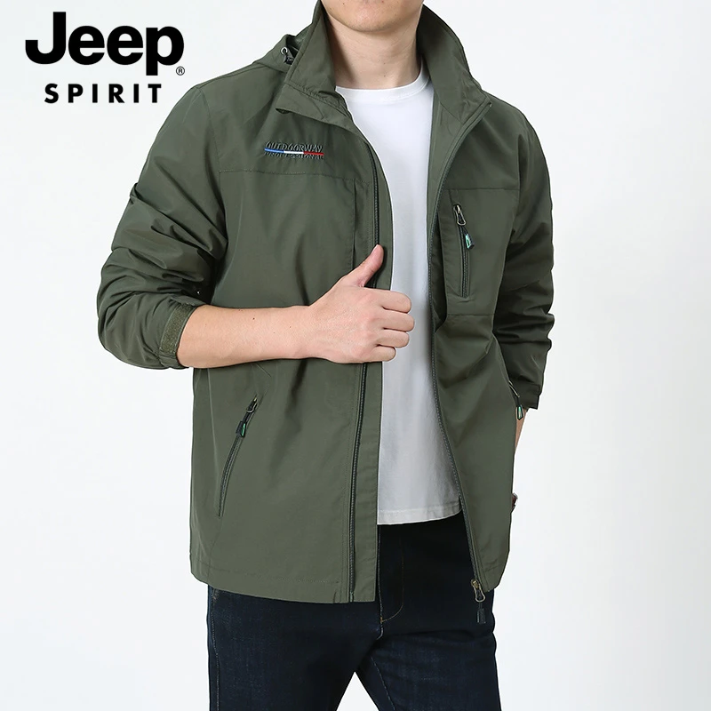 JEEPSPIRIT吉普夹克男2024秋冬新款防风保暖夹克休闲户外工装外套