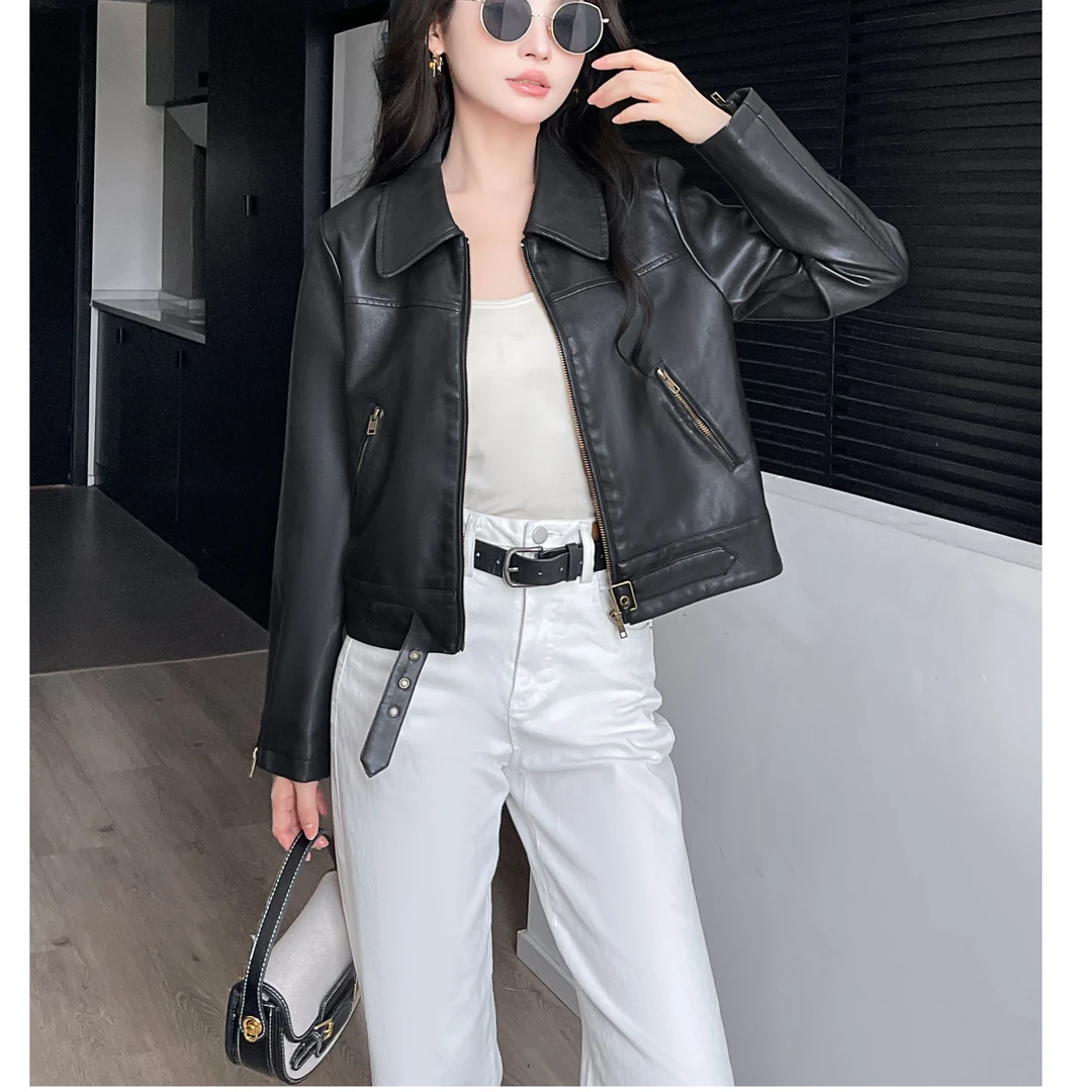 【贺筱姐】轻奢高定洋气百搭气质皮衣外套W228款