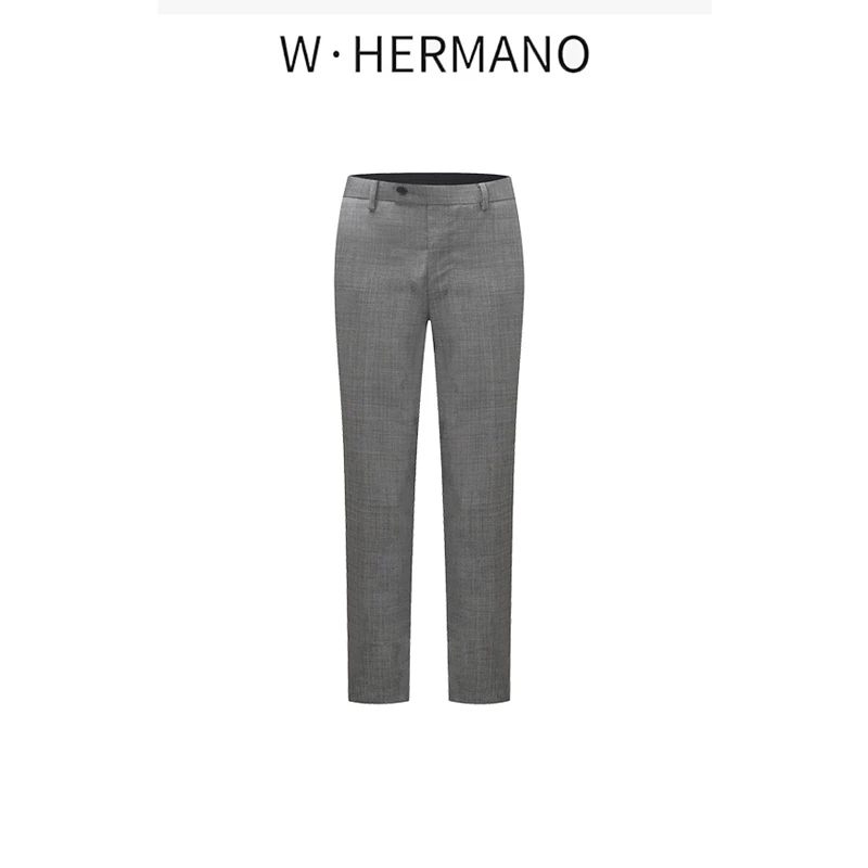 W·HERMANO男士商务羊毛西裤BWK00015长裤进口意大利面料浅灰经典
