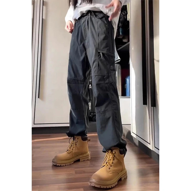 配马丁靴户外伞兵冲锋裤男秋冬款加绒加厚hiphop潮牌运动登山裤子