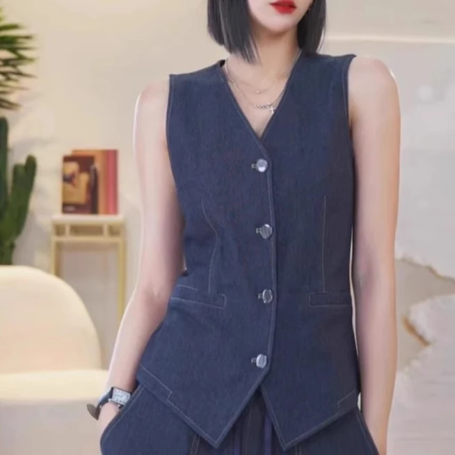 【AMSSGIRD】春夏新牛仔布腔调马甲外套女背心上衣 1400765