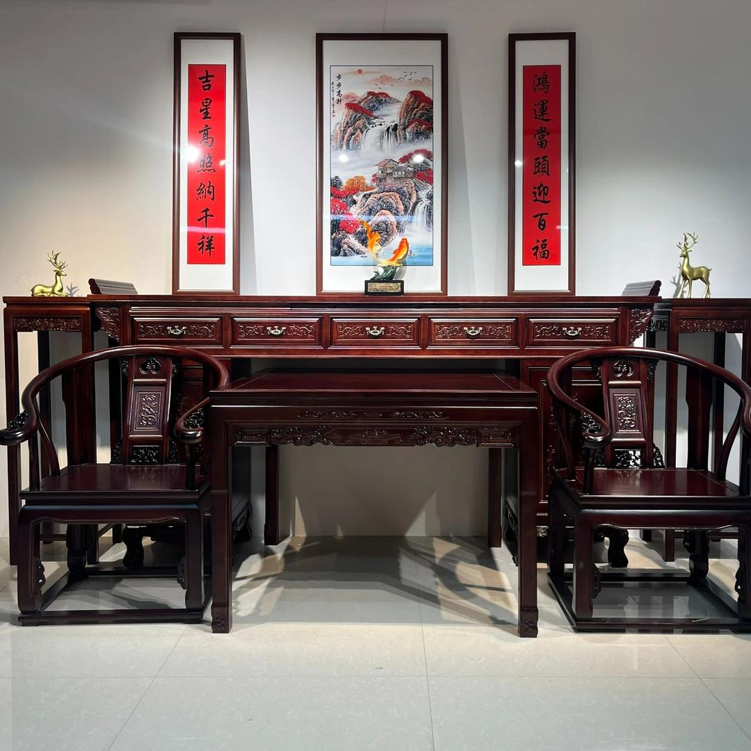 【双12】客厅实木龙纹雕花带抽屉柜子条案新中式中堂农村别墅堂屋