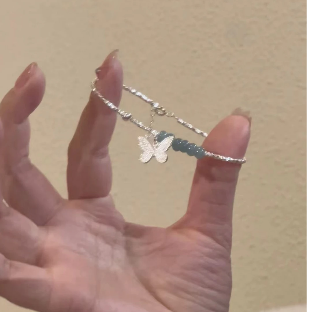 S925银碎银蝴蝶翡翠手链SLCY482-烨