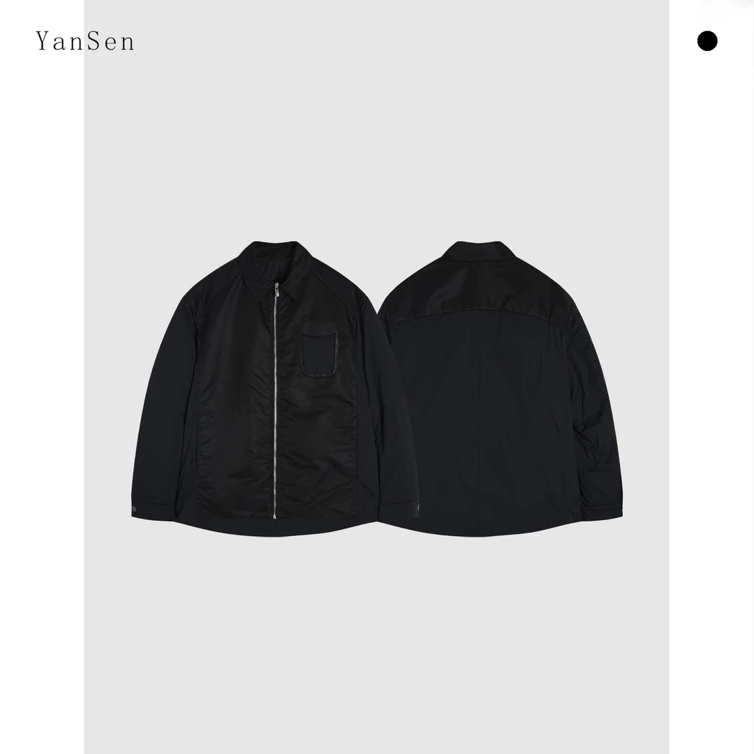 YANSEN 高奢系列 华尔街 高端尼龙拼接拉链翻领轻薄衬衫夹克Y3588