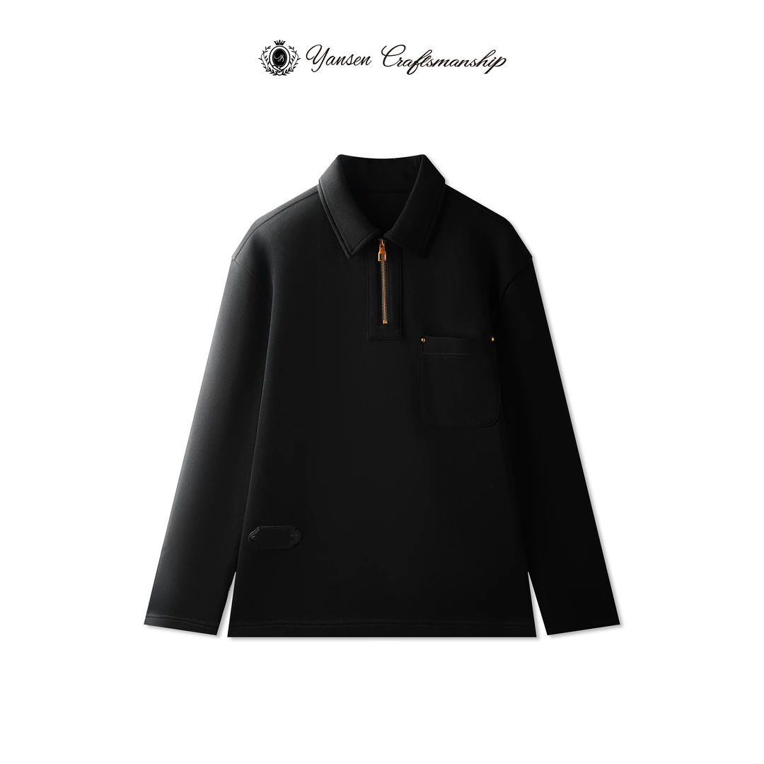 YANSEN·24/FW 时尚简约百搭多口袋设计翻领拉链套头卫衣 K157