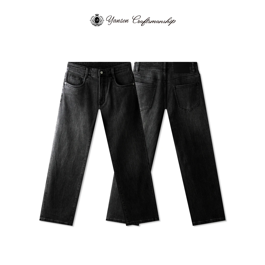 【黑标系列】重工磨白水洗弹力柔软舒适直筒牛仔裤长裤 YS009
