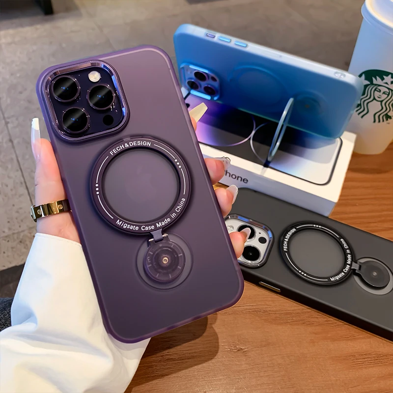 适用苹果iphone15promax磁吸圈磨砂支架手机壳14高级感13防摔新款