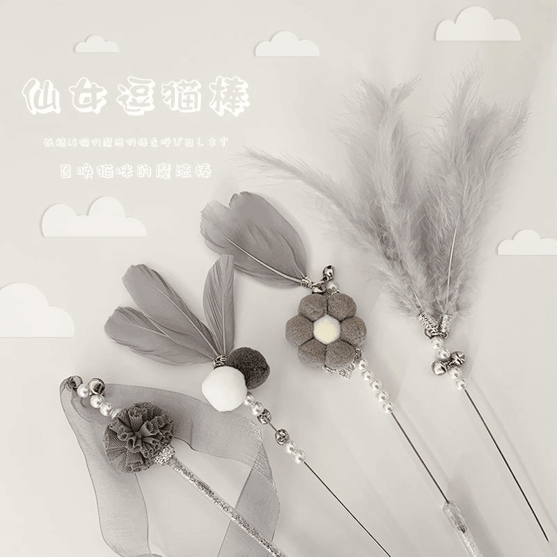 逗猫棒耐咬猫玩具自嗨铃铛羽毛仙