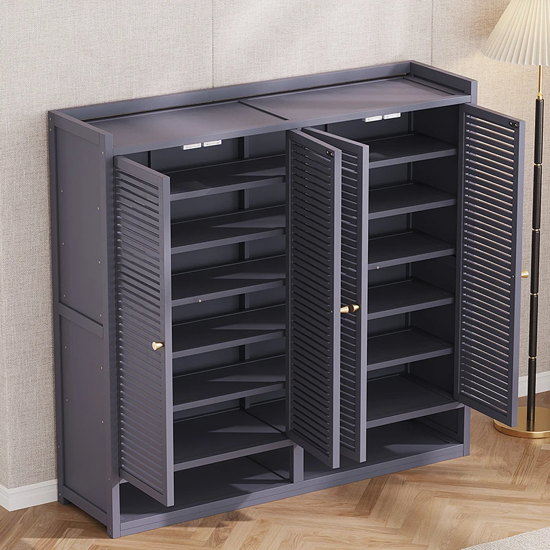 多层入户防尘收纳鞋柜子家用客厅门口大容量楠竹客厅阳台透明落地