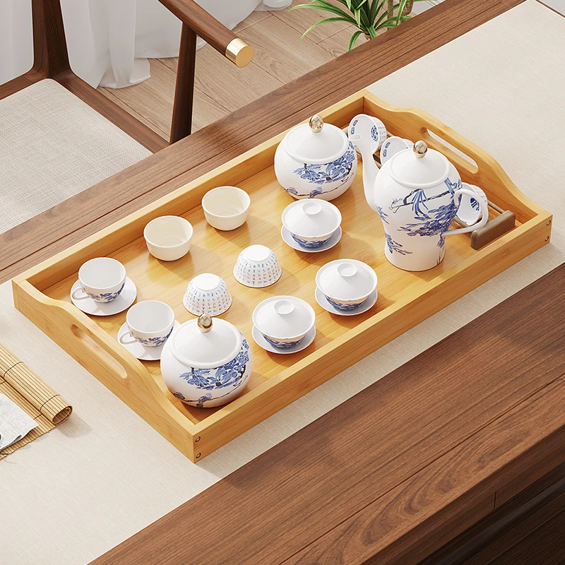简约竹盘干泡盘竹制小茶台茶具托盘隔热垫竹盘茶具配件水壶水杯盘
