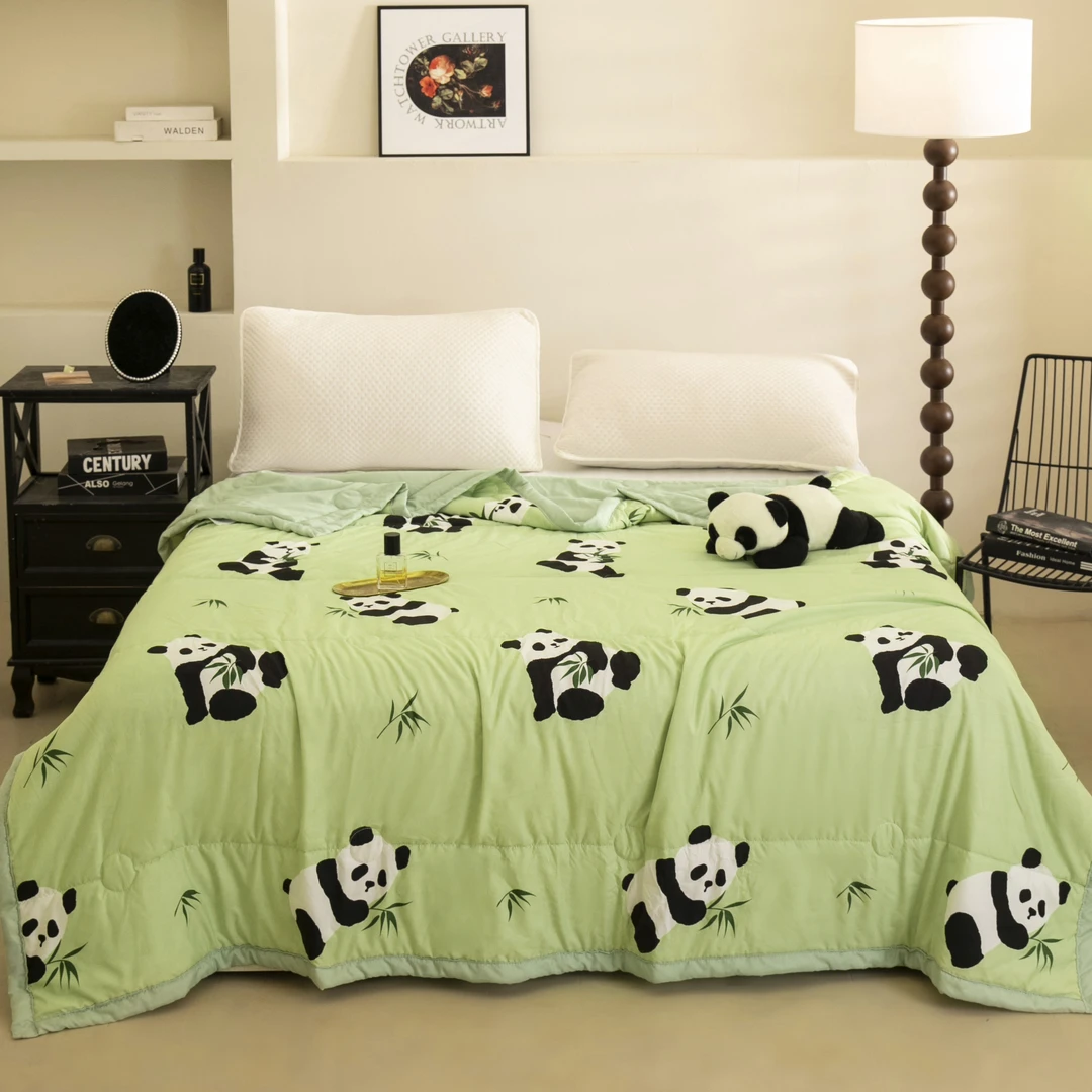 「睡一觉家纺」A类母婴级夏凉被薄款熊猫款可机洗单双人空调被透气