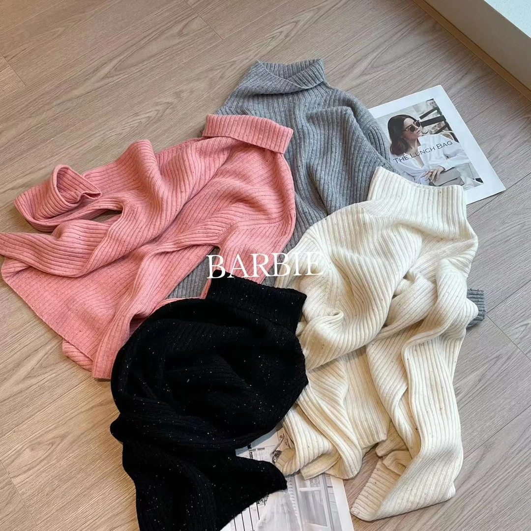 【豆子推荐】65079 冬季韩系纯色慵懒半高领毛衣长袖韩版毛衫时尚