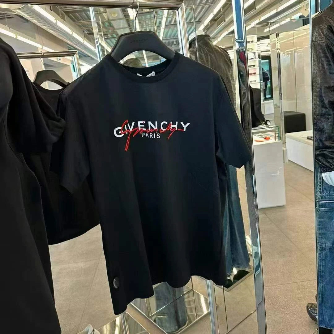 【巴黎直邮】GIVENCHY纪梵希字母Logo休闲短袖T恤男款黑 BM70UK3002