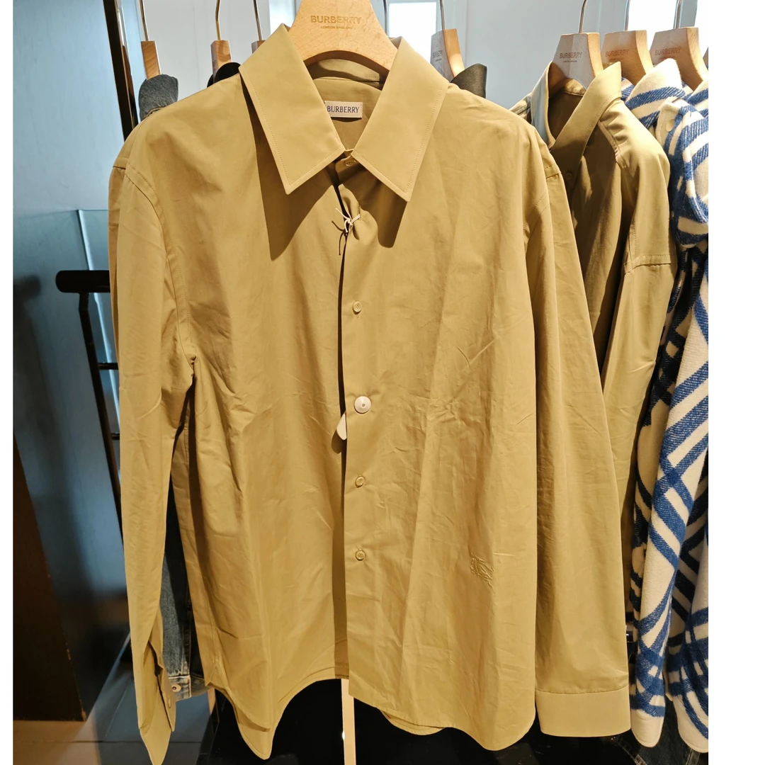 【巴黎直邮】Burberry博柏利纯色马术骑士长袖衬衫男草绿色80764321