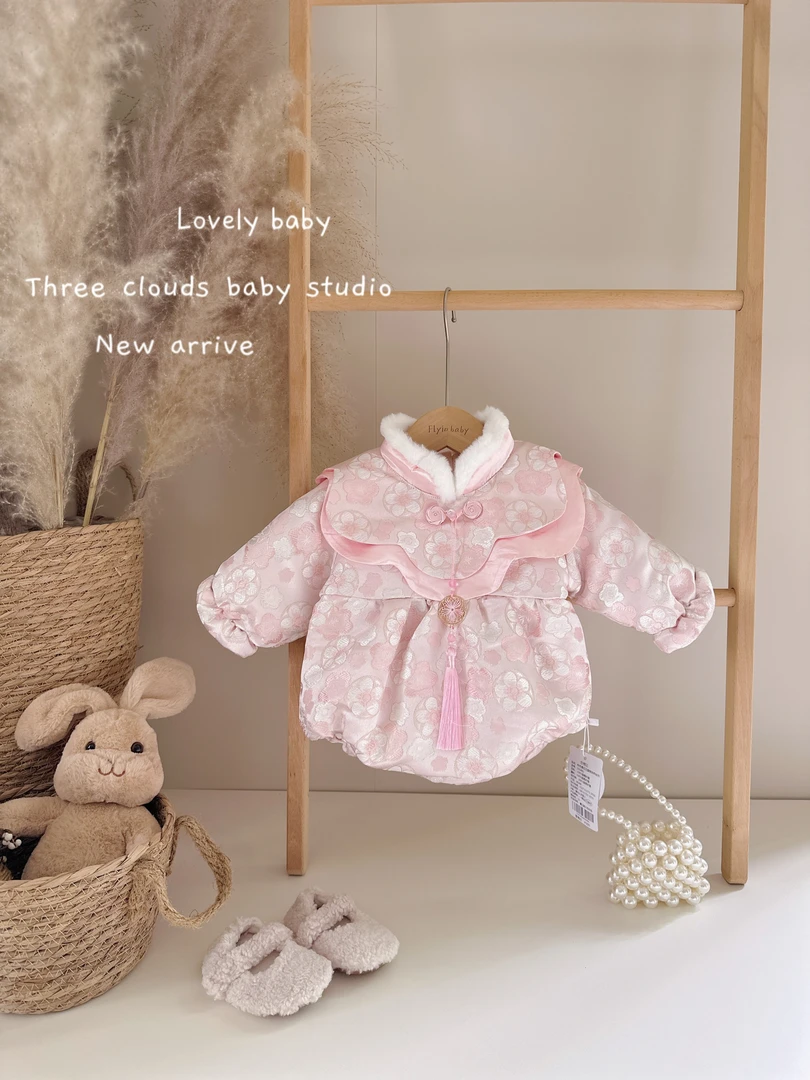 三小朵【韶华】女宝宝婴幼儿棉服哈衣过年服冬包屁衣加厚棉衣保暖