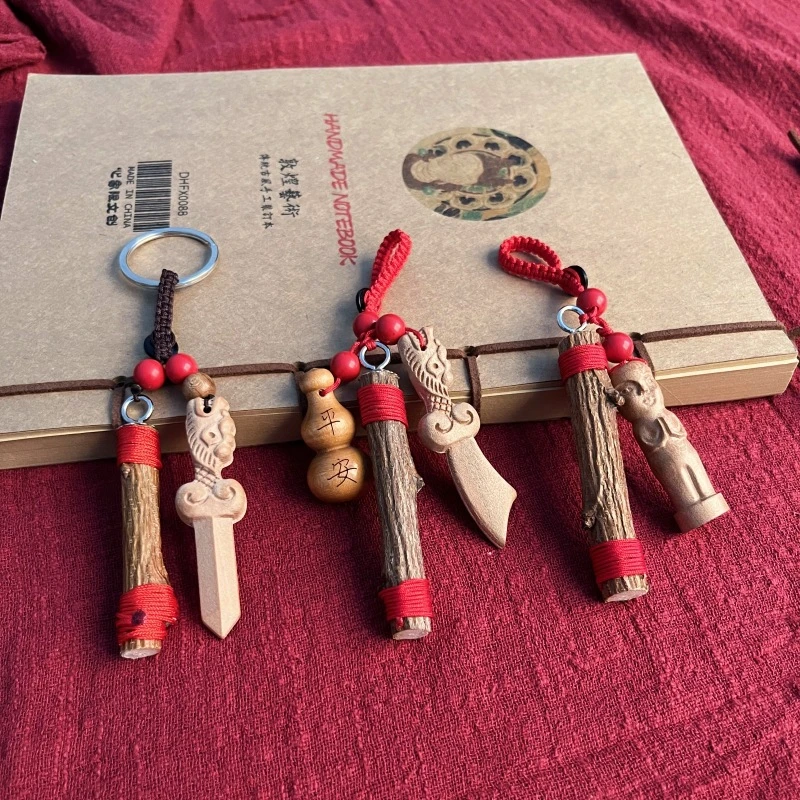 老桃木枝桃树棒随身东南宝宝婴儿童宝剑棍枝条挂件钥匙扣