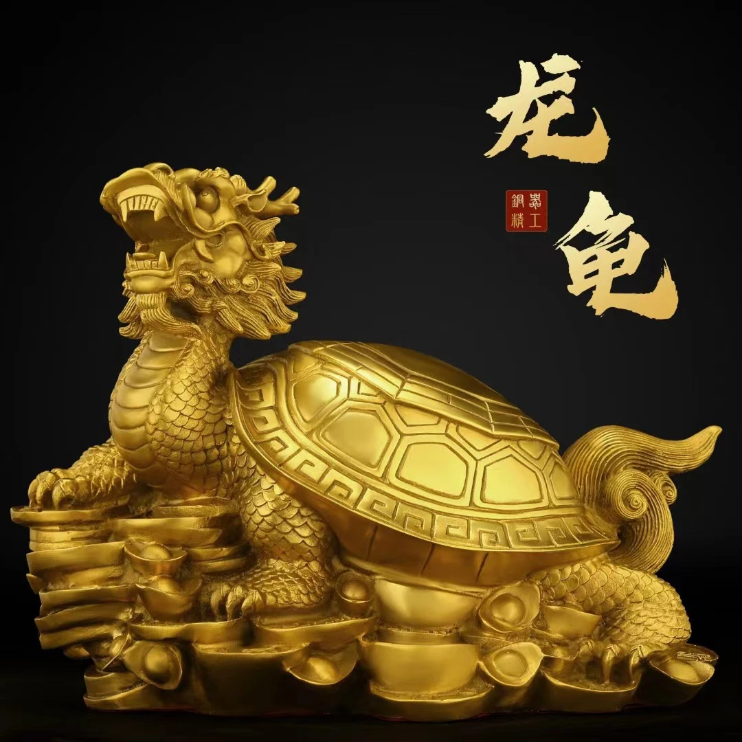 铜龙龟摆件母子龙头龟黄铜金柴龟家居客厅办公室桌装饰工艺品