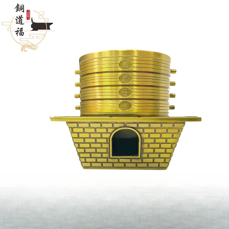铜工艺品灶台蒸笼创意炉蒸蒸日上家居客厅铜摆件