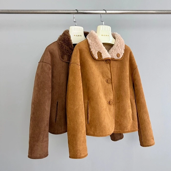 双面穿皮毛一体羊羔毛外套女秋季2024新款初冬加厚短款时尚女上衣