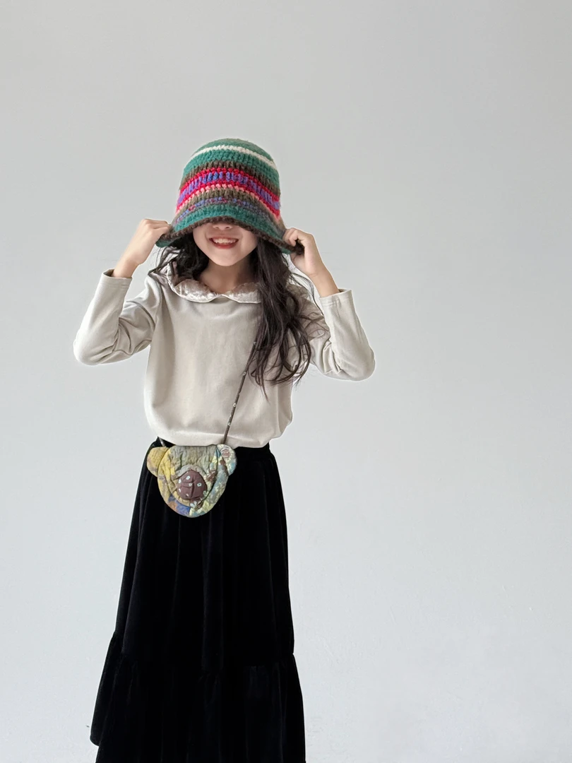 （在仓现货）『安妮』 小众设计师立体手工领慕丝高弹针织T恤