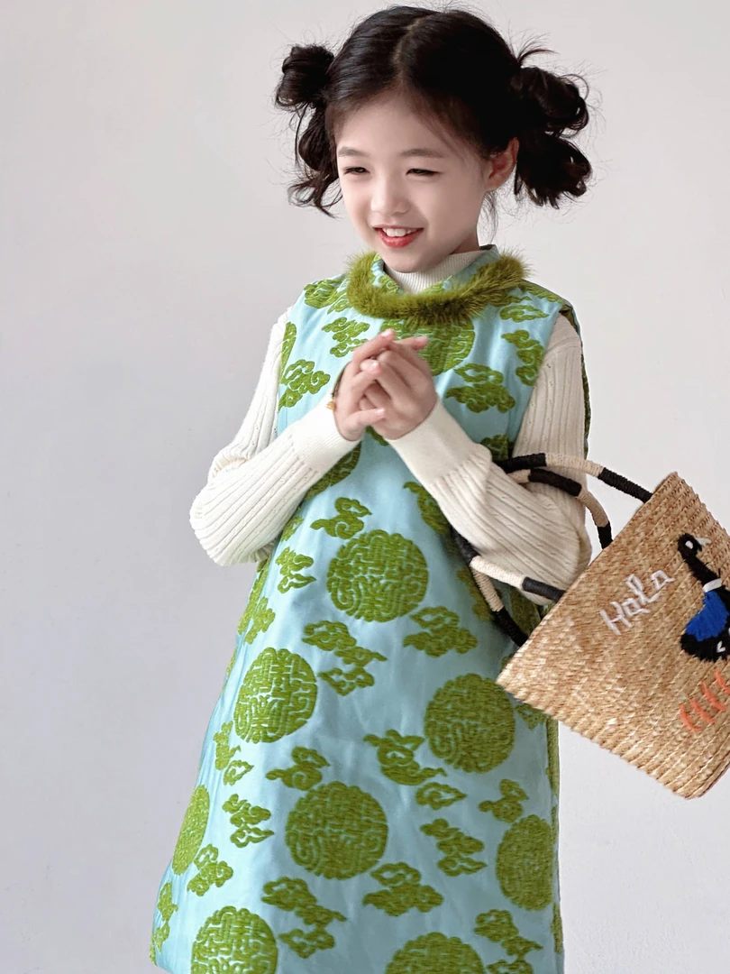 『小梨曲』 乙已蛇年限定！小众中式国风老机织锦缎提花绒夹棉连衣裙