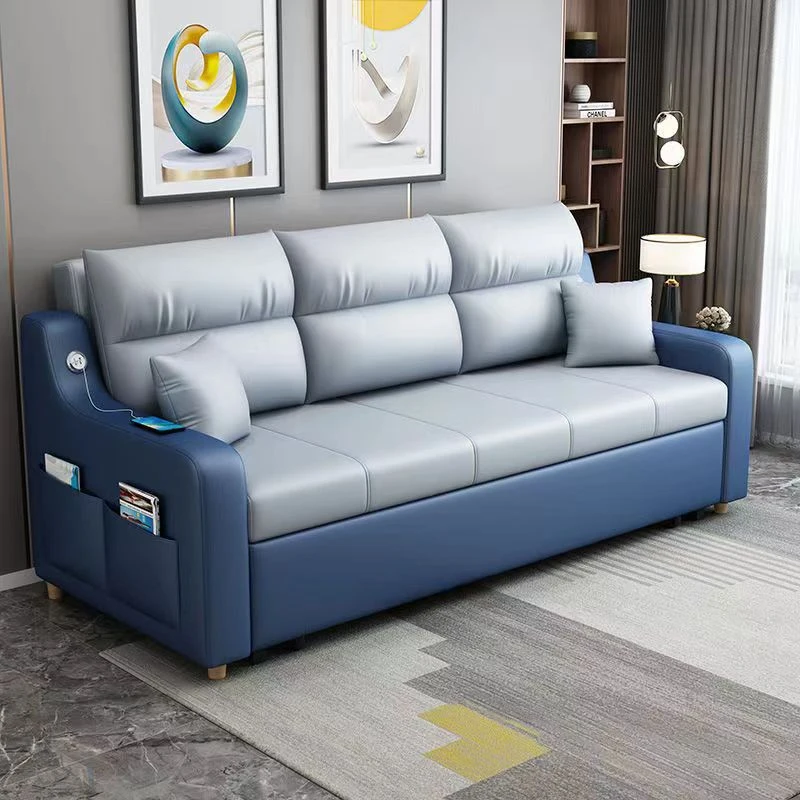 北欧家用客厅多功能沙发床可折叠出租房可伸缩免洗简约储物两用床