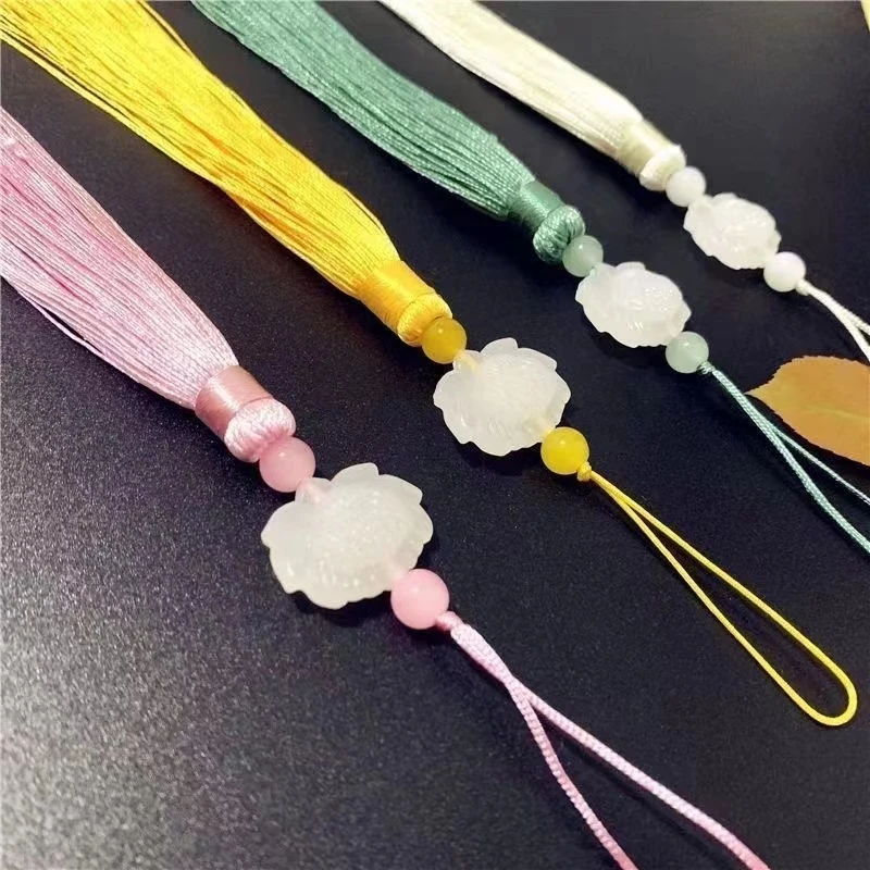 仿白玉莲花流苏穗子复古风流苏中秋节日挂件diy材料手工配件