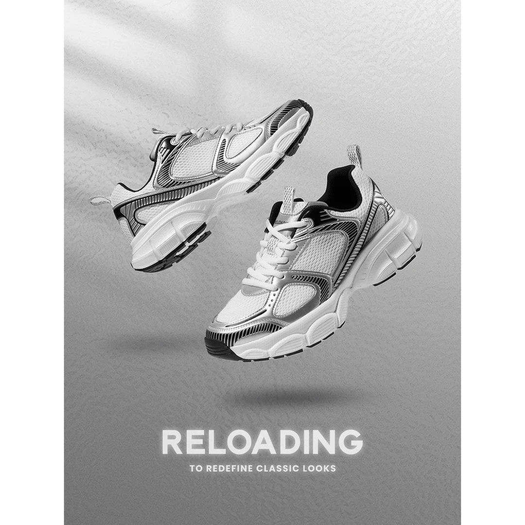 Reloading重新加载 情侣款复古休闲鞋厚底时尚百搭透气网面鞋