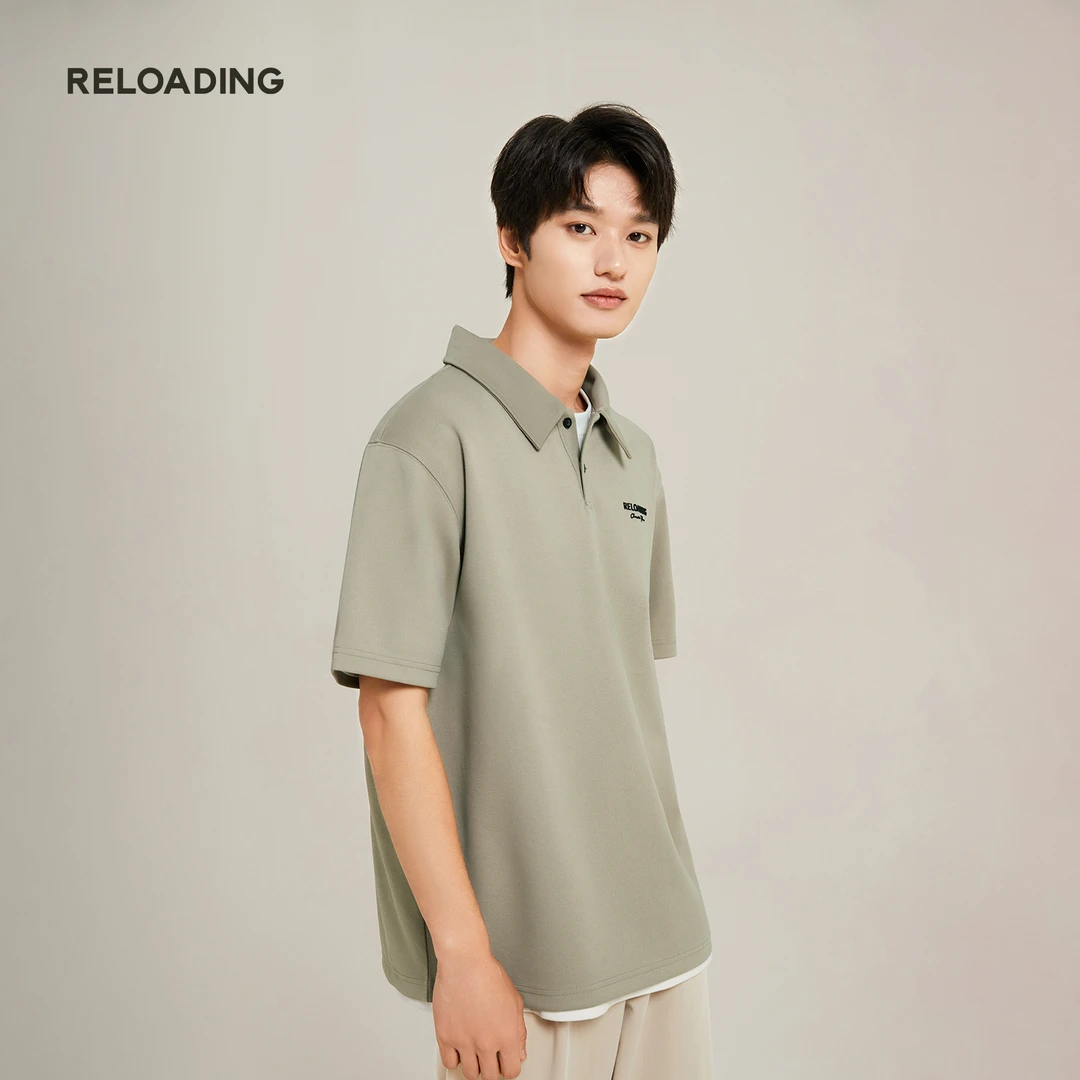 黑L 重新加载 菠萝格肌理厚板印花透气夏季男士短袖poloT恤