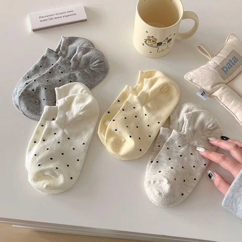 波点袜子夏天透气船袜薄款ins日系百搭学生浅口低帮韩版不掉跟