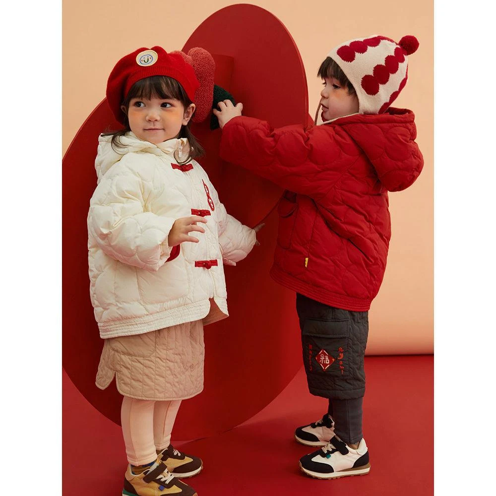 儿童新年服冬季新款女宝宝拜年服加棉外套唐装男女童加绒加厚棉服