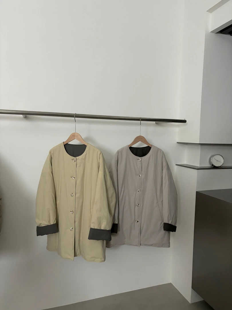 CAICAI冬季圆领加绒双面穿休闲百搭保暖中长款棉衣女士727 733