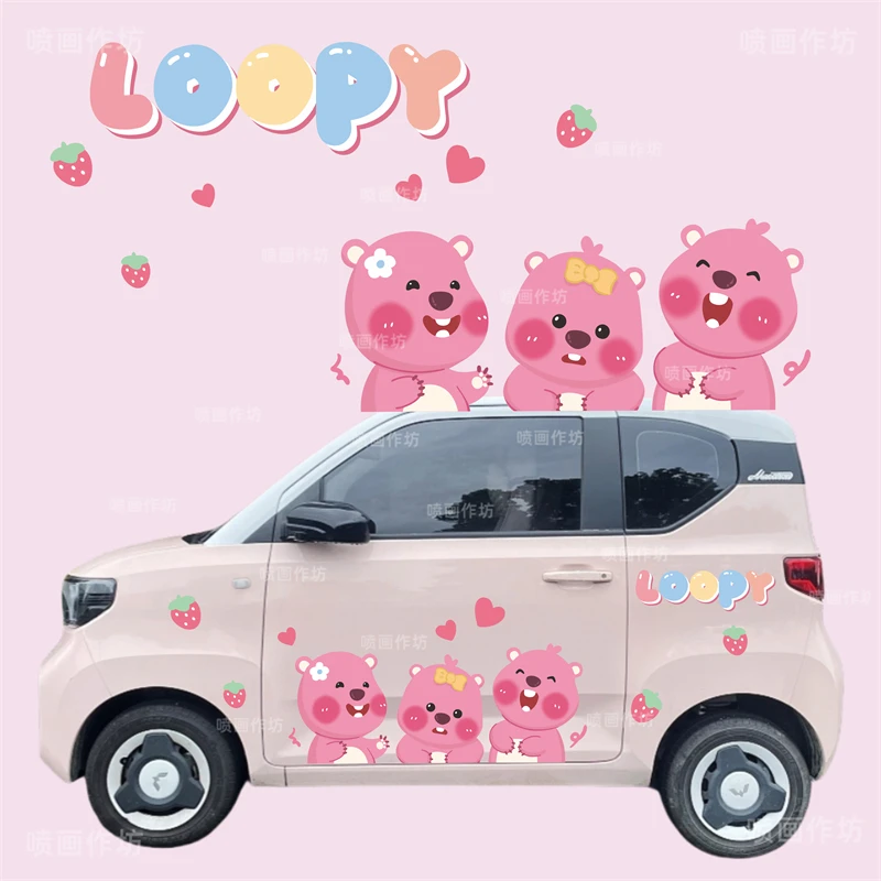 露比汽车改装贴纸五菱宏光熊猫mini长安糯玉米奔腾小马车身贴拉花