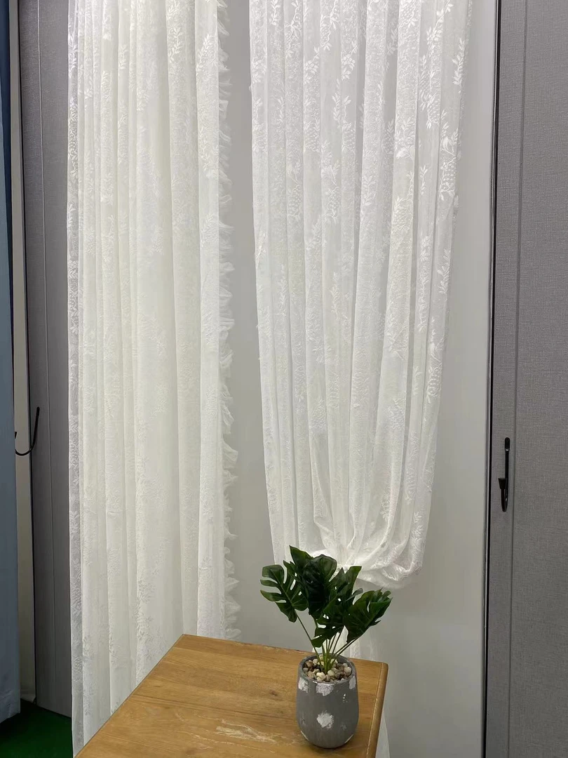 法式浪漫镂空透光2024新款源头工厂直销蕾丝花边客厅阳台透人纱帘