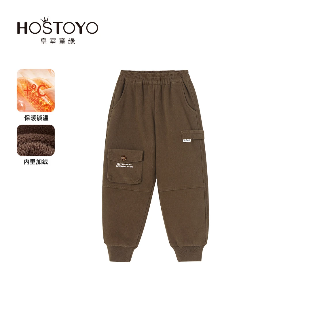 皇室童缘【加绒加厚】男童冬装保暖简约百搭运动布裤16430358214
