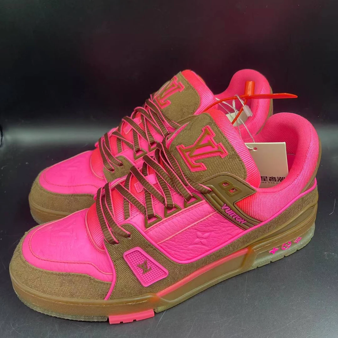 成色不同/Louis Vuitton路易威登粉棕老花粉巨人吹呢trainer/潮鞋