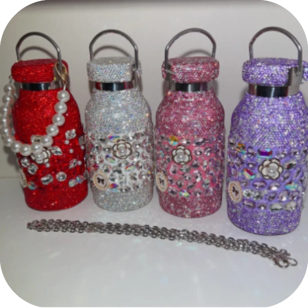 新款镶钻保温杯304 不锈钢杯子钻石手提杯