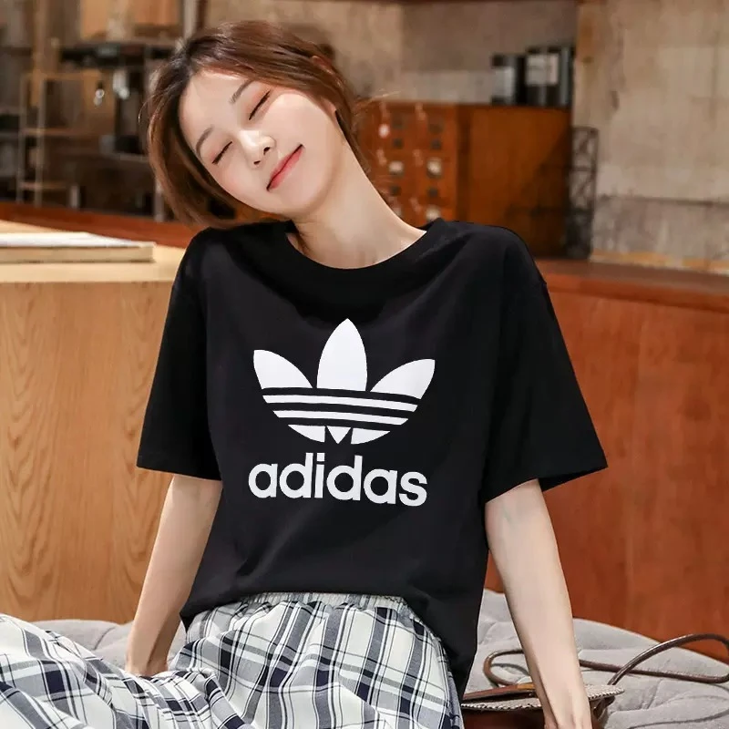 Adidas/阿迪达斯--三叶草女2023新款圆领半袖休闲运动T恤衫GN2896