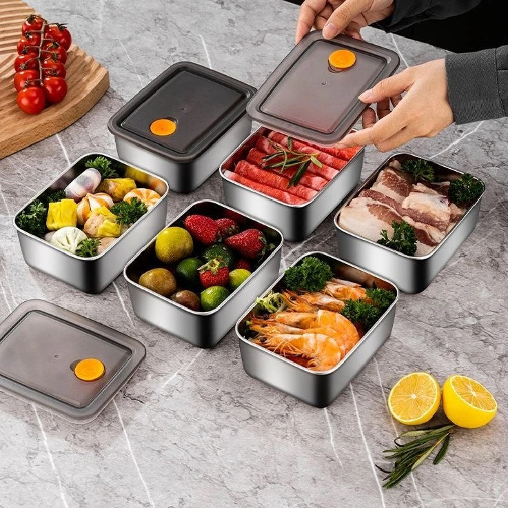 【拍一发三】特厚不锈钢保鲜盒密封冰箱收纳盒冷藏冷冻上班带盖饭盒