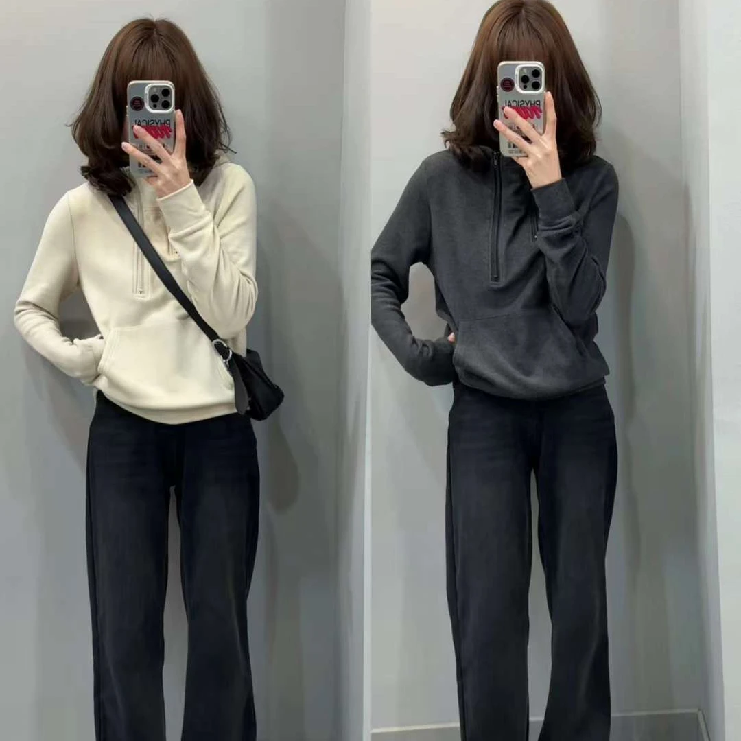 汤圆家 高货半拉链金品德绒卫衣（衣长57）