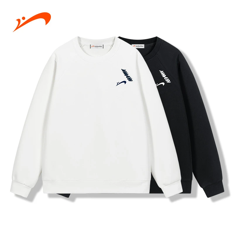 贵人鸟运动卫衣男女同款休闲套头衫长袖圆领时尚黑色上衣GRN8675S